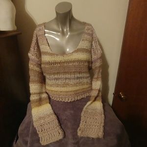 FREE PEOPLE Crochet LONG SLEEVE KNIT